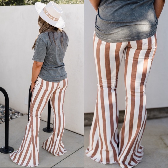 Pinstripe western flare bell bottoms stripe vintage 70’s style jeans - Picture 2 of 3